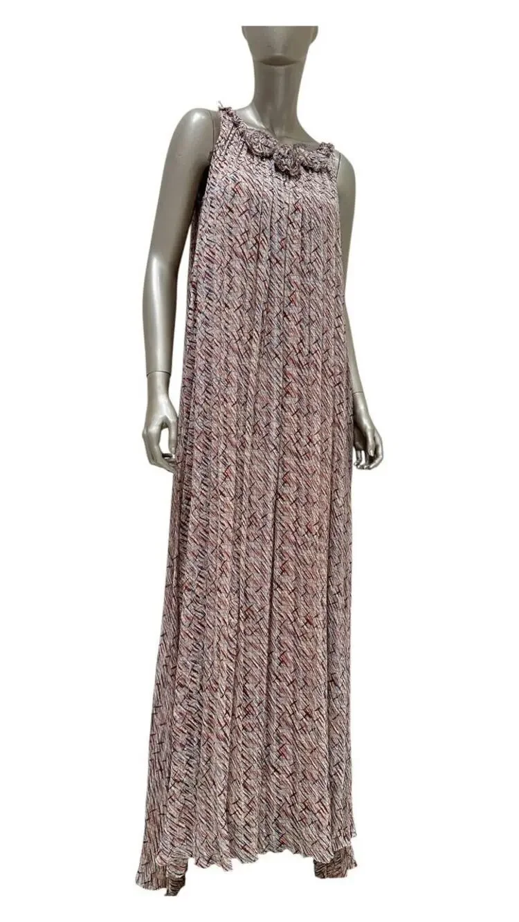Chanel 2010 Silk Art Print Maxi Dress Sz.36